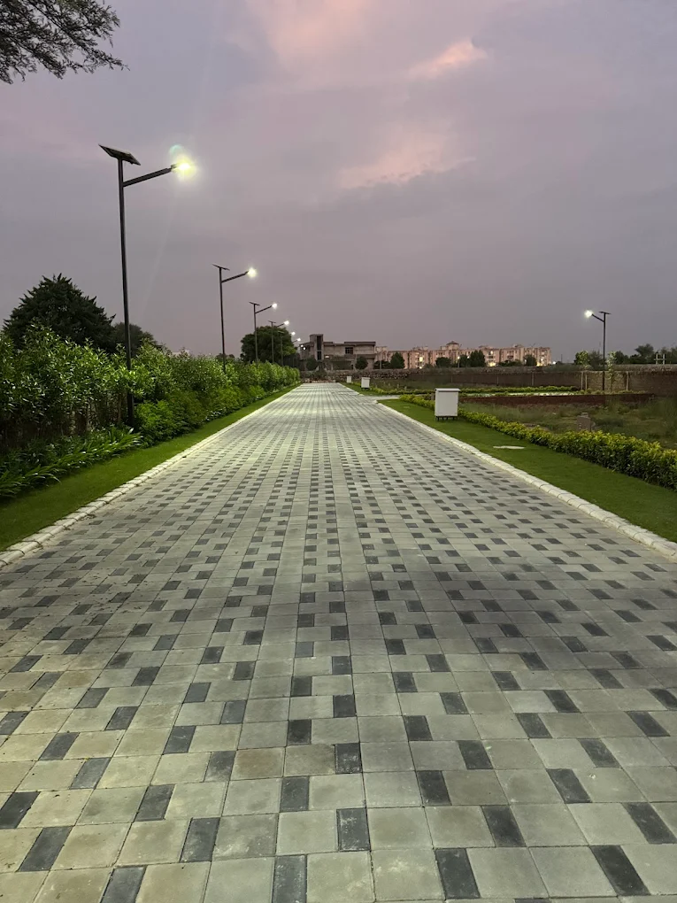 Villa Retreat - paved internal road at dusk